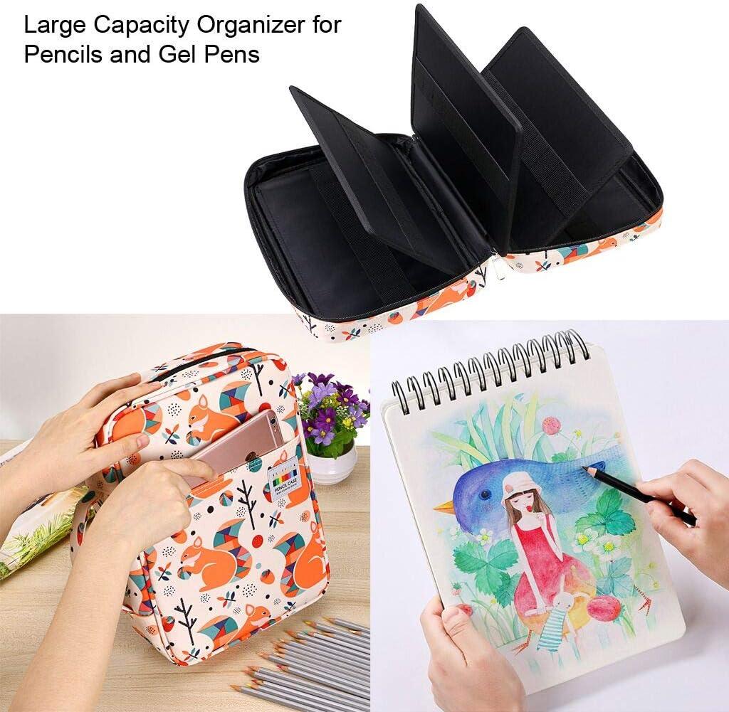 imageBTSKY Colored Pencil Case 220 Slots Pen Pencil Bag Organizer with Handy Wrap Portable Multilayer Holder for Prismacolor Crayola Colored Pencils ampamp Gel Pen Squirrel