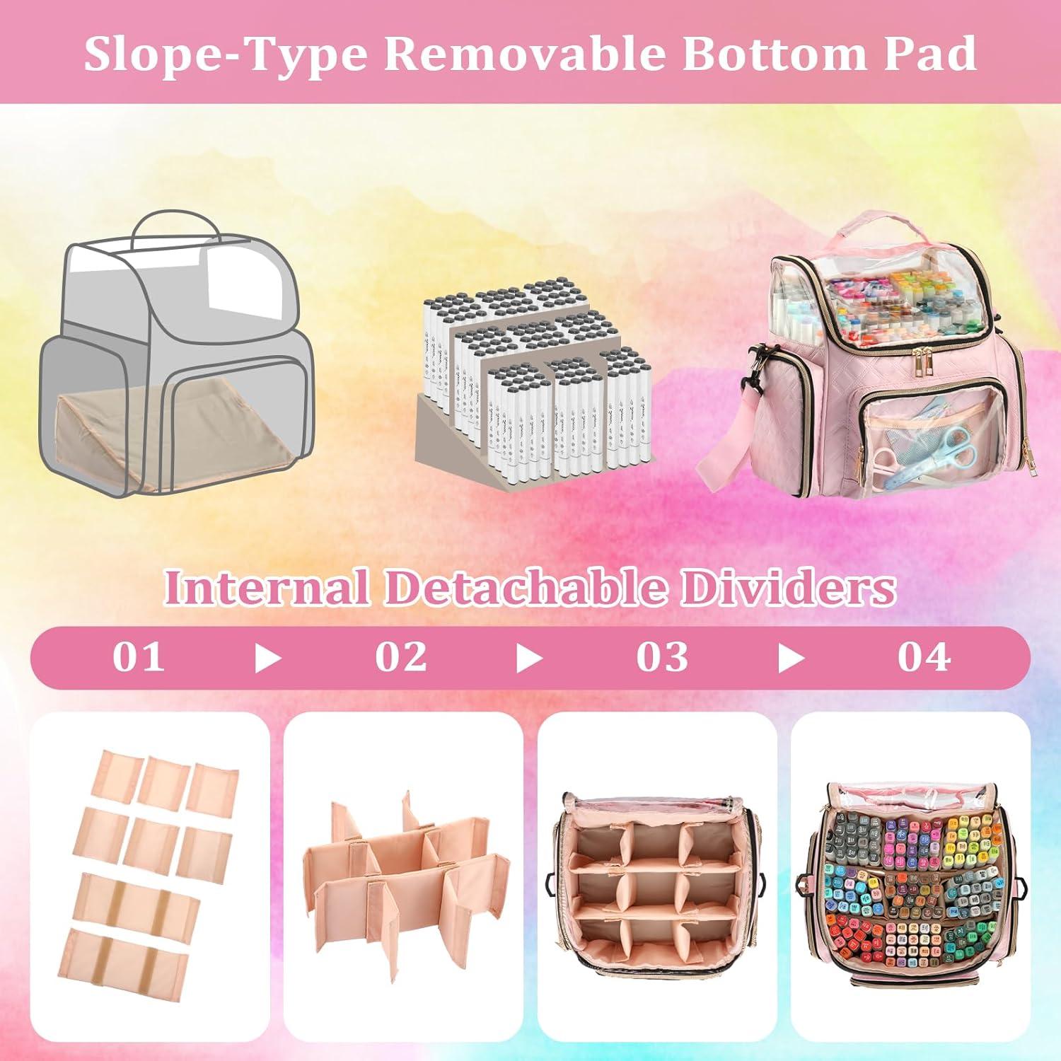 imageBTSKY Multifunctional Handy Organizer Case Carrying Art Supplies Storage Bag Suit for Markers Crayons Water Color Pens Pink USTRAM32326Pink