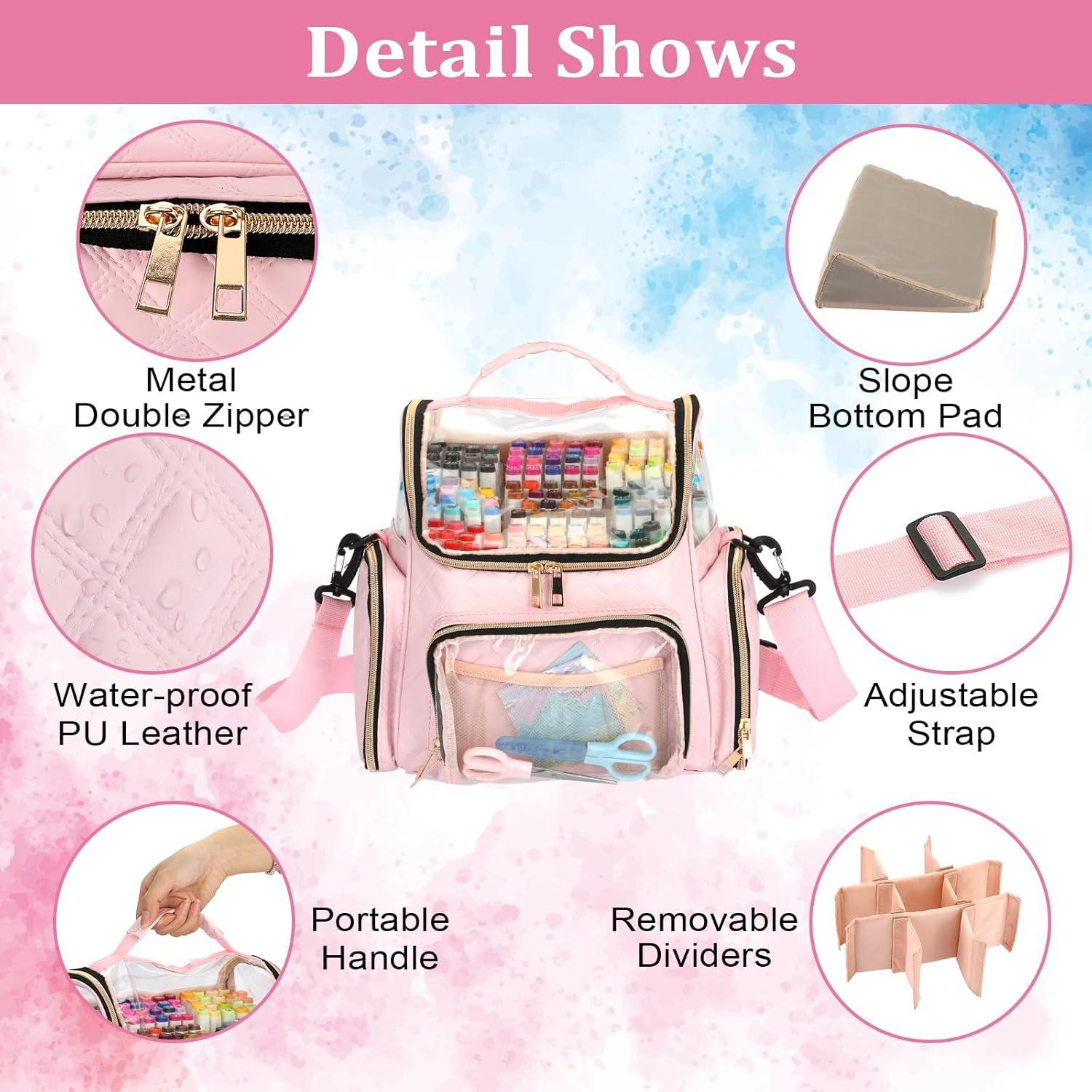 imageBTSKY Multifunctional Handy Organizer Case Carrying Art Supplies Storage Bag Suit for Markers Crayons Water Color Pens Pink USTRAM32326Pink