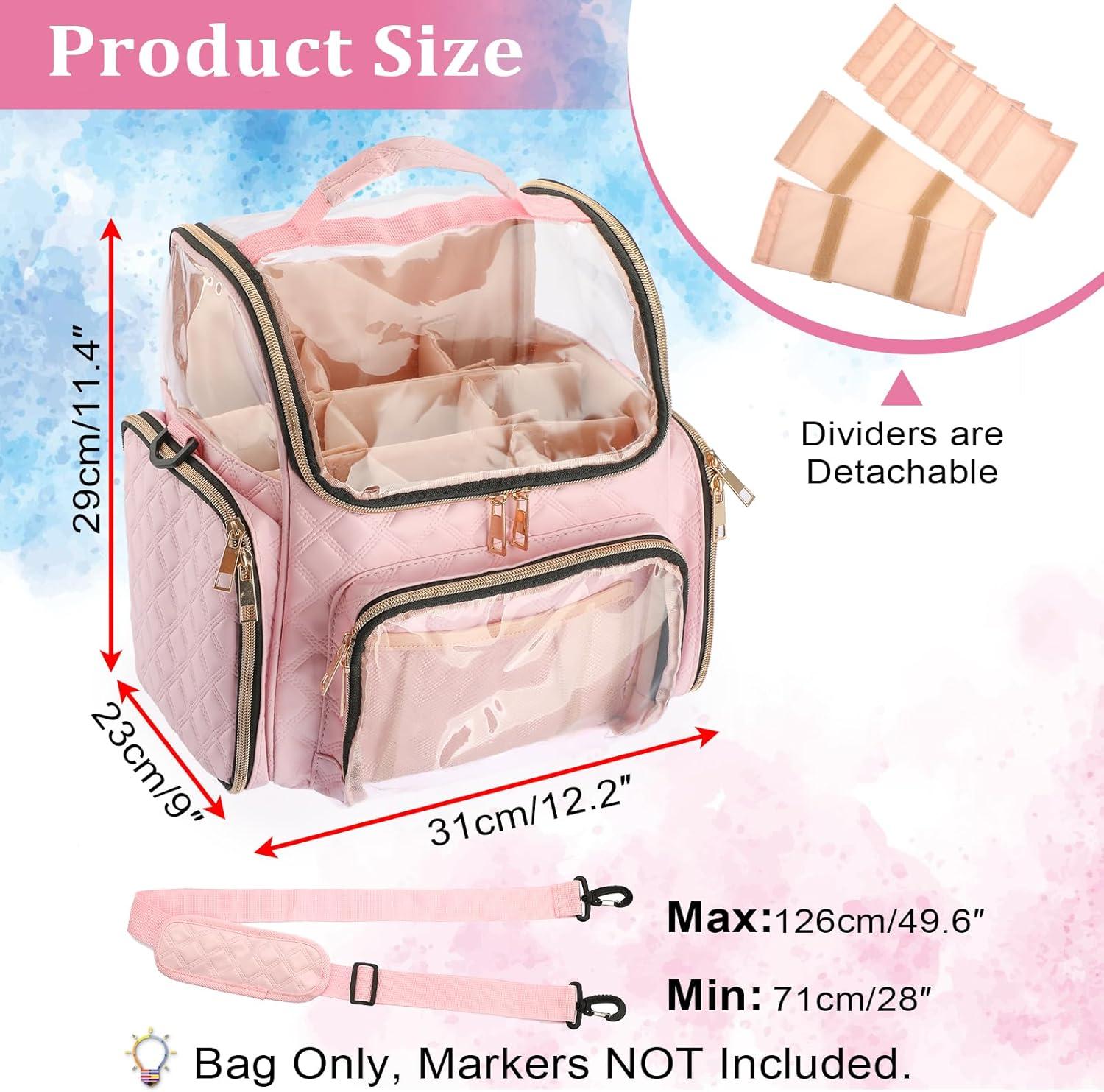 imageBTSKY Multifunctional Handy Organizer Case Carrying Art Supplies Storage Bag Suit for Markers Crayons Water Color Pens Pink USTRAM32326Pink