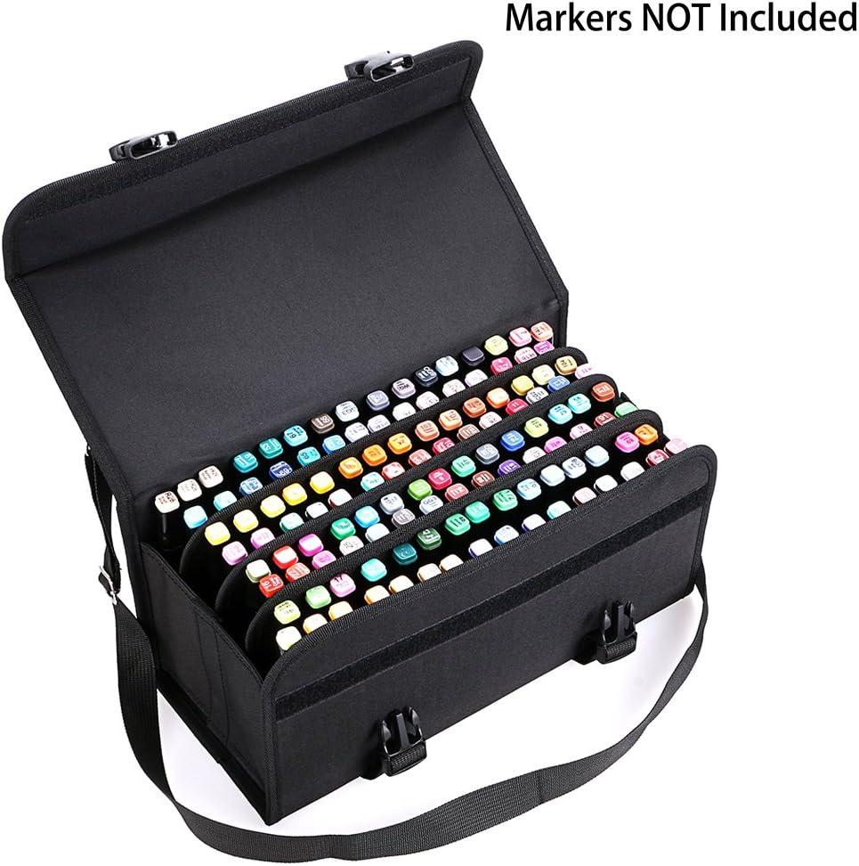 imageBTSKY New 120 Slots Marker Case Lipstick OrganizerCanvas Markers Holder for for Primascolor Markers and Sketch Markers BlackBlack
