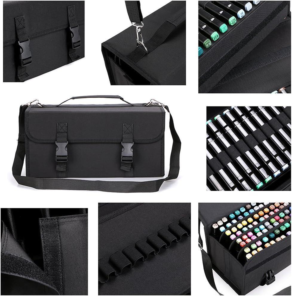 imageBTSKY New 120 Slots Marker Case Lipstick OrganizerCanvas Markers Holder for for Primascolor Markers and Sketch Markers BlackBlack