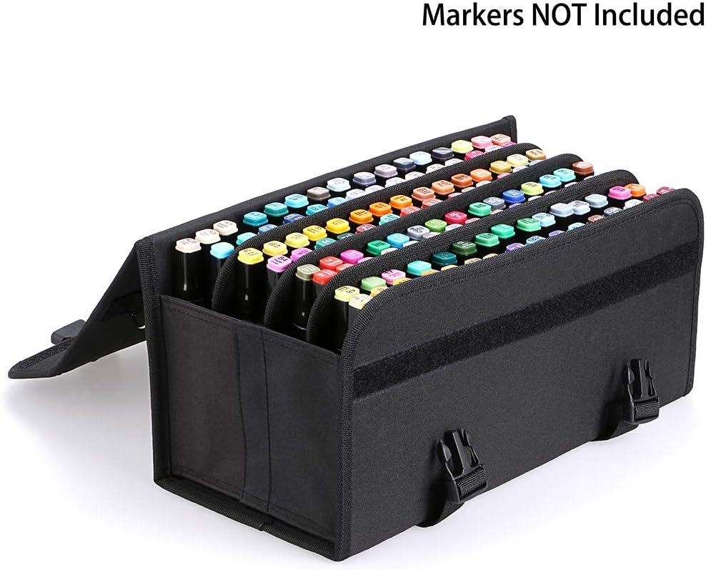 imageBTSKY New 120 Slots Marker Case Lipstick OrganizerCanvas Markers Holder for for Primascolor Markers and Sketch Markers BlackBlack