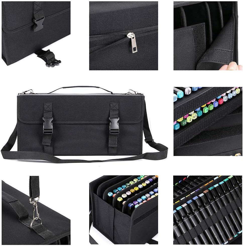 imageBTSKY New 171 Slots Marker Case Lipstick OrganizerCanvas Markers Holder for for Primascolor Markers and Copic Sketch Markers BlackBlack