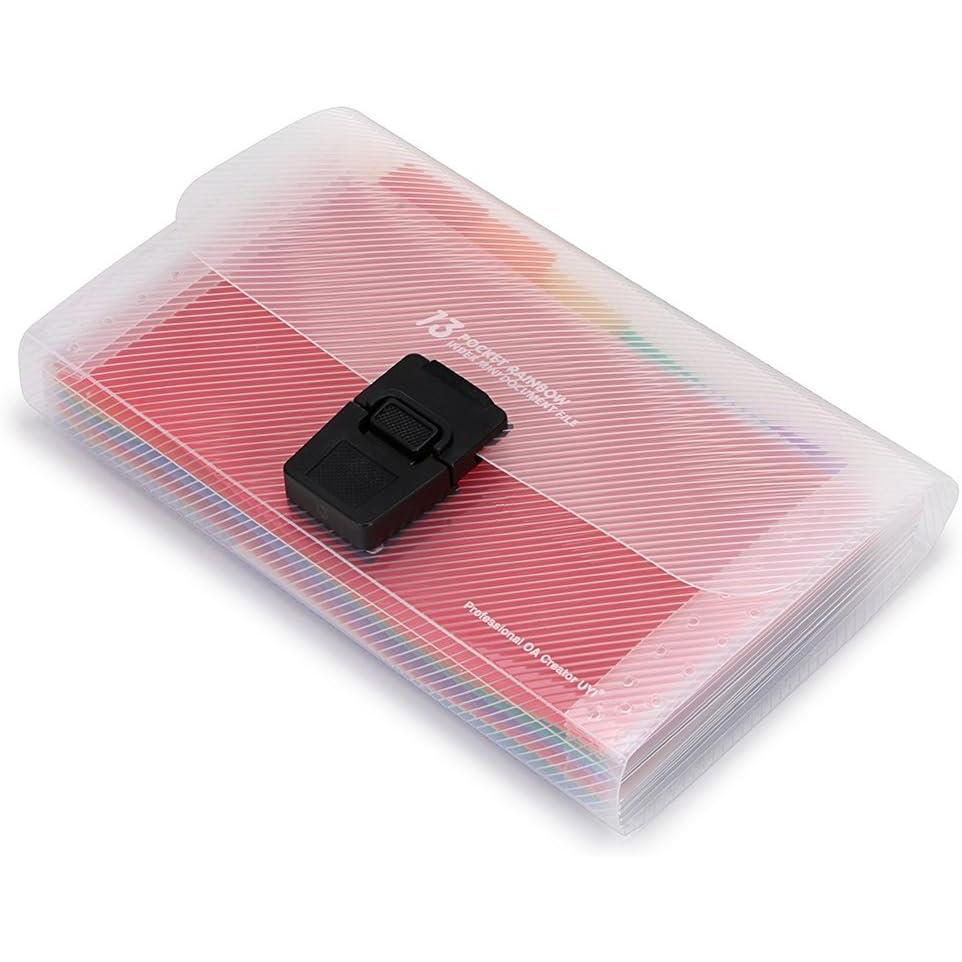 imageBTSKY 13 Pocket Accordian File Organizer Plastic Wallet for CardsCouponsReceiptTax Item Mini Expanding Folders Organizational A6 Portable Folder