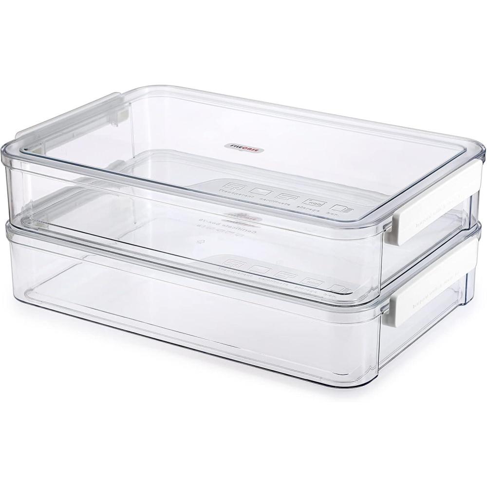 imageBTSKY 2 Pack Plastic Storage Containers with Lids Portable Project Case Document Organizer Stackable Plastic File Storage Box for A4 File Paper Documents Scrapbook Art SuppliesampampCraftsBig WhiteWhite