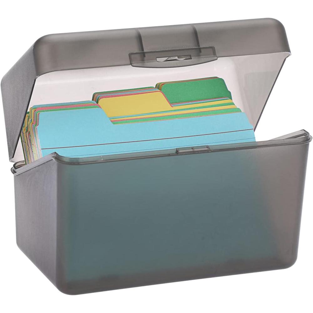 imageBTSKY 4 Pack 4 x 6 inch Index Card Box  Index Card Holder Notecard Box Recipe Organizer Plastic Storage Organizer for Filling Recipe Cards Notes Flashcards Recipes 4 ColorsNot Include CardsGrey
