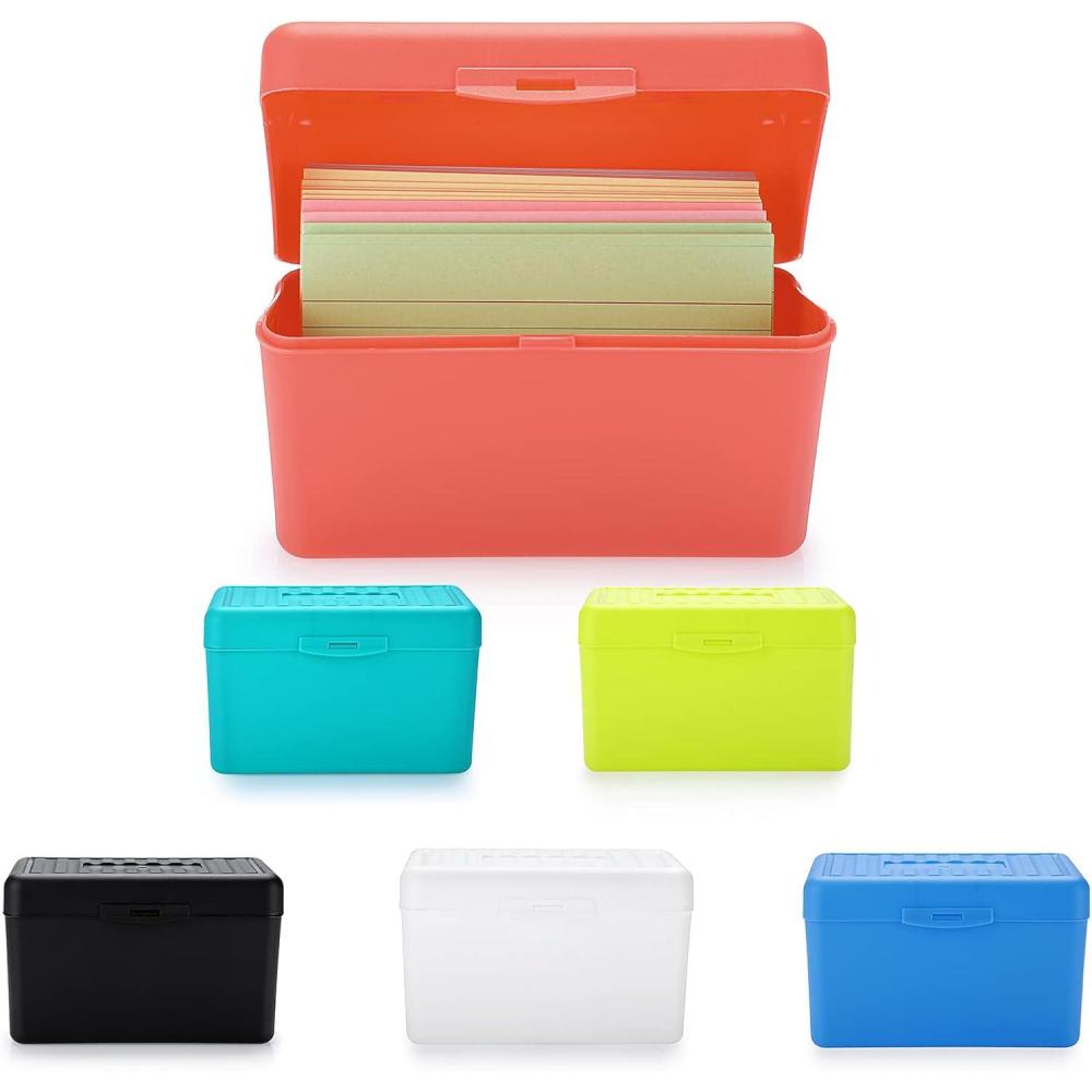 imageBTSKY 6 Pack 3 x 5 inch Index Card Box  Index Card Holder Notecard Box Recipe Card Box Plastic Storage Organizer for Filling Index Cards Note cards Flashcards Recipes and AddressesColorfulColorful