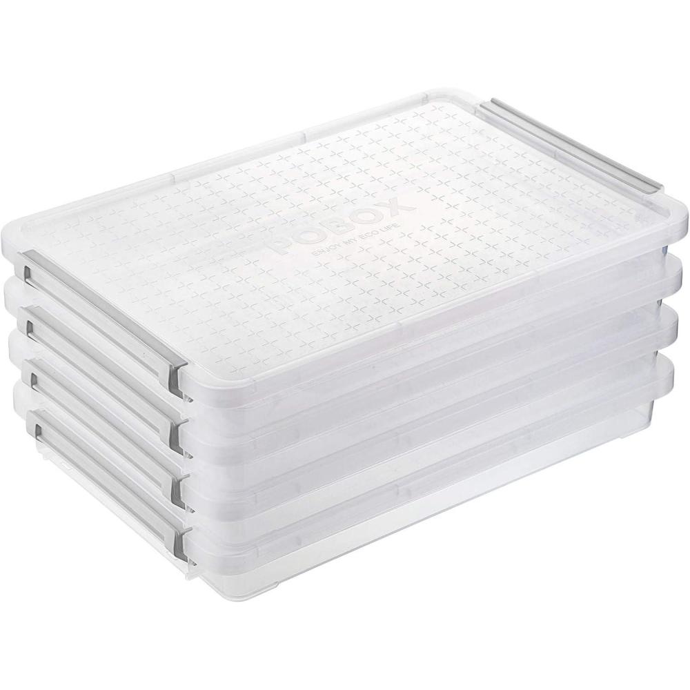 imageBTSKY A4 Plus Clear Transparent PP Plastic Stackable Storage Box Desk Paper Magazine Container with Buckle Office Supplies Accessories File Protector Case Organizer Portable Project Case4