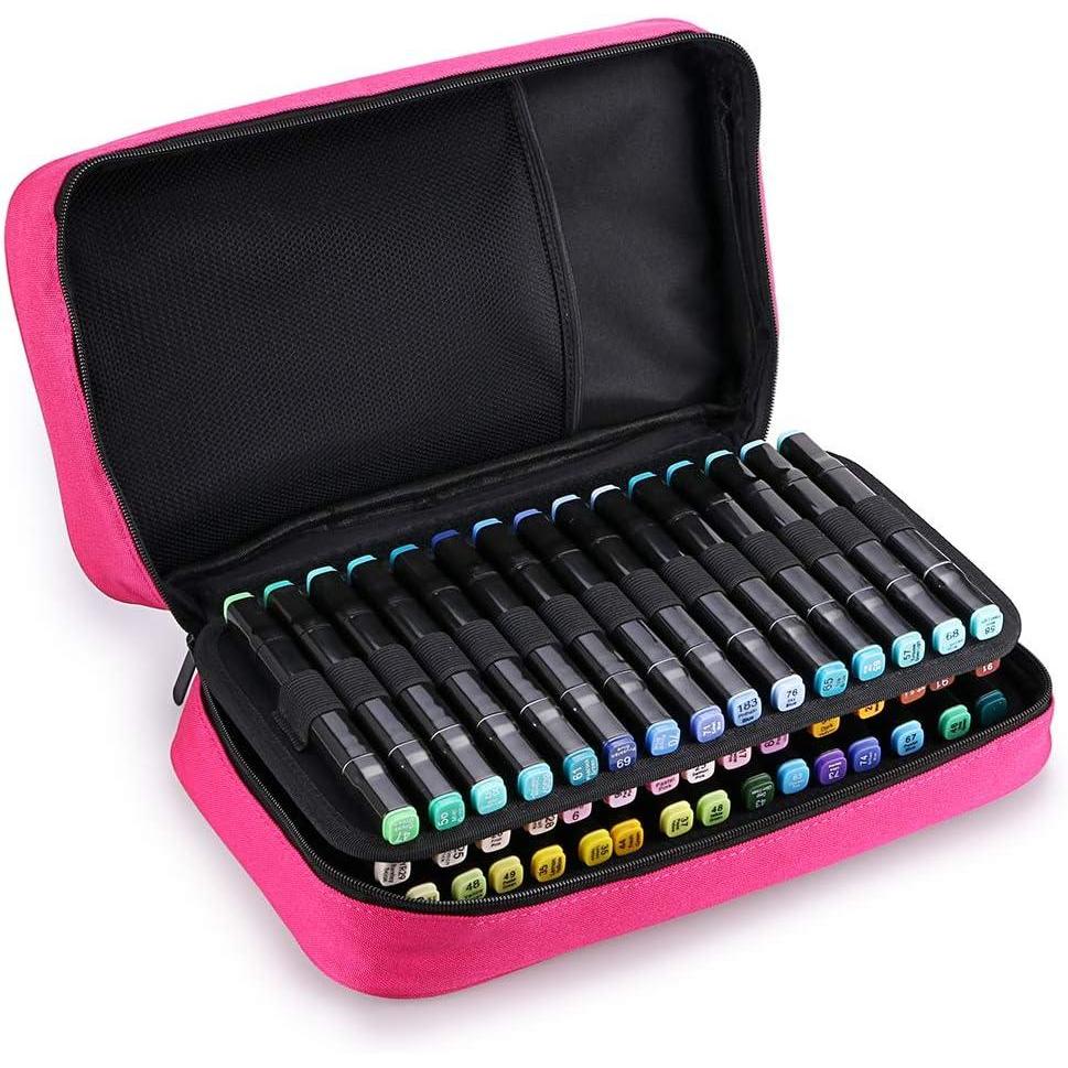 imageBTSKY Art Marker Carrying Case Lipstick Organizer60 Slots Canvas Zippered Markers Storage for Touch Spectrum Noir Paint Sharpie Markers Empty Wallet Only BlackPink