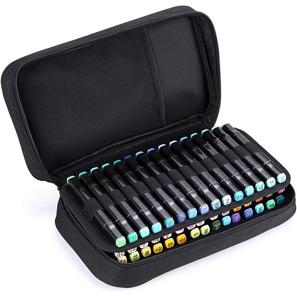 imageBTSKY Art Marker Carrying Case Lipstick Organizer60 Slots Canvas Zippered Markers Storage for Touch Spectrum Noir Paint Sharpie Markers Empty Wallet Only BlackBlack