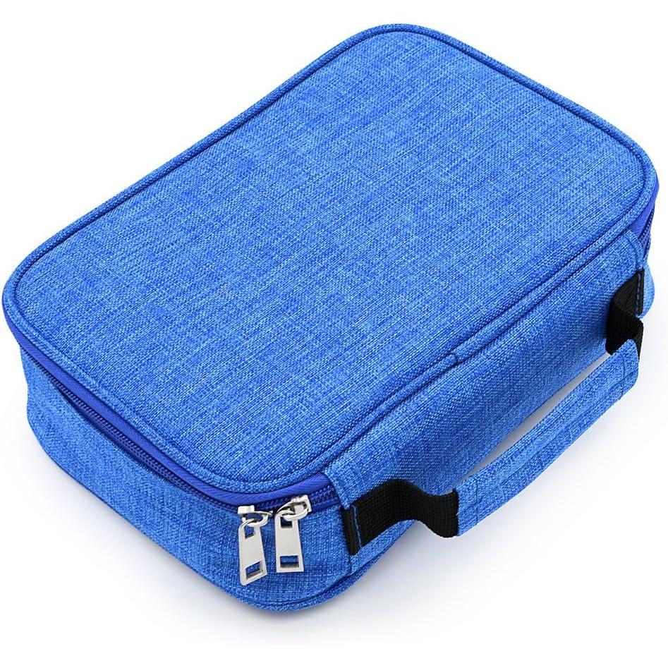 imageBTSKY Big Capacity Zipper Stationery Bag with PatternMultifunctional Stationery Organizer Pouch 36 Large Stretchy Slots for 72 Colored Pencils BlackBlue