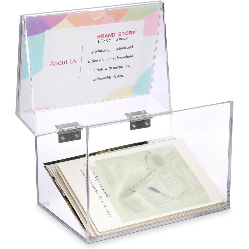 imageBTSKY Clear Acrylic 4 x 6 inch Index Card Box with Sign Lid  Index Card Holder Notecard Box Recipe Card Box Plastic Storage Organizer for Filling Index Cards Note Cards Flashcards Recipes4x6 Inch