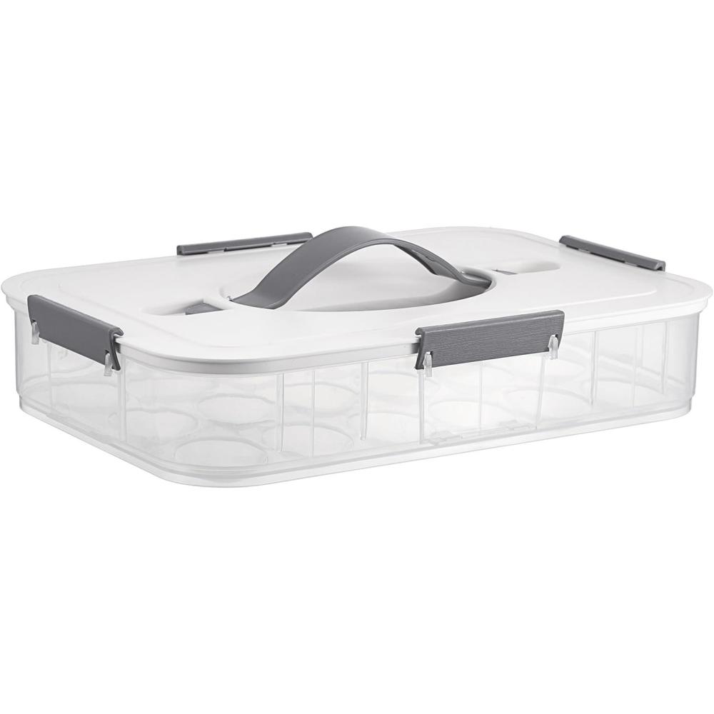 imageBTSKY Deviled Egg Platter With Lid  3Layer 54 Slots Carrier Clear Portable Holder for Fridge Reusable Tray Carton Box for Easter and Party Favor 3Layer WhiteWhite