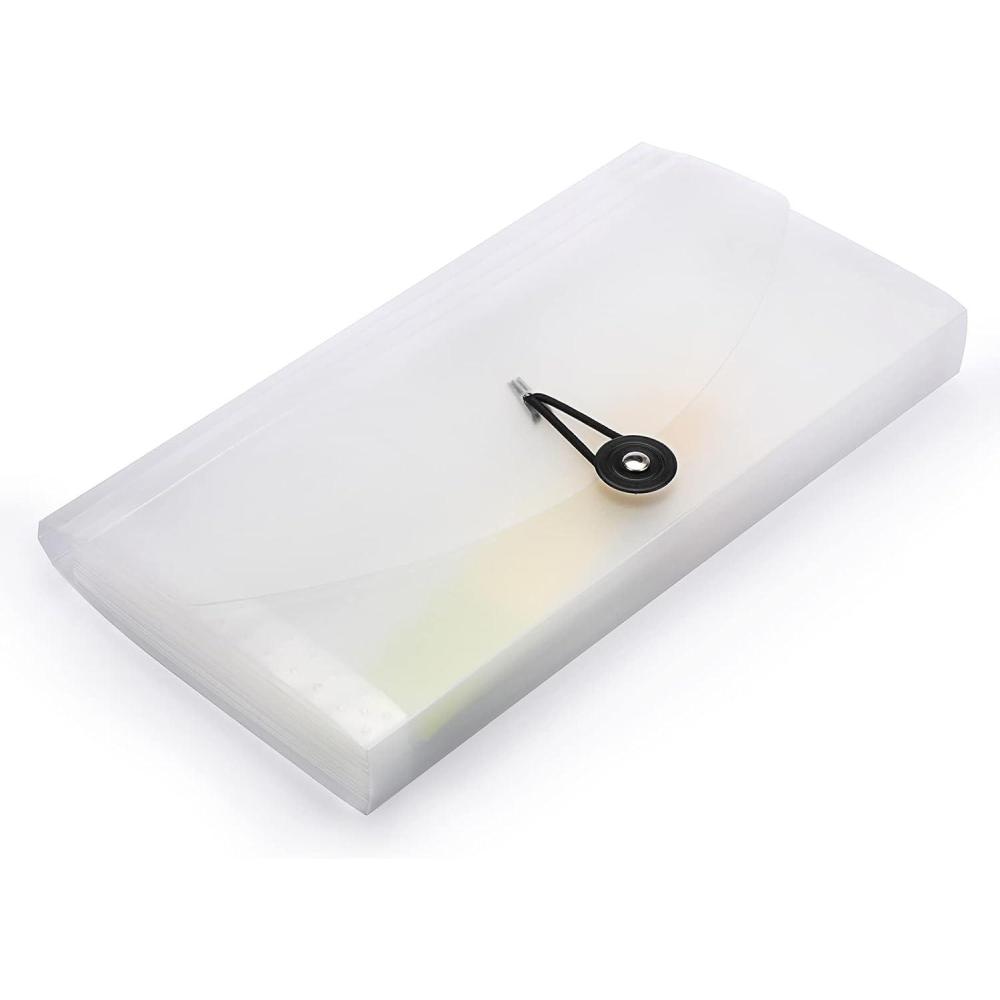 imageBTSKY Expanding File Folder  13 Pockets Small Accordion File Folder Expandable Card Ticket Holder Plastic Business Document Organizer Khaki TranslucentWhite Translucent