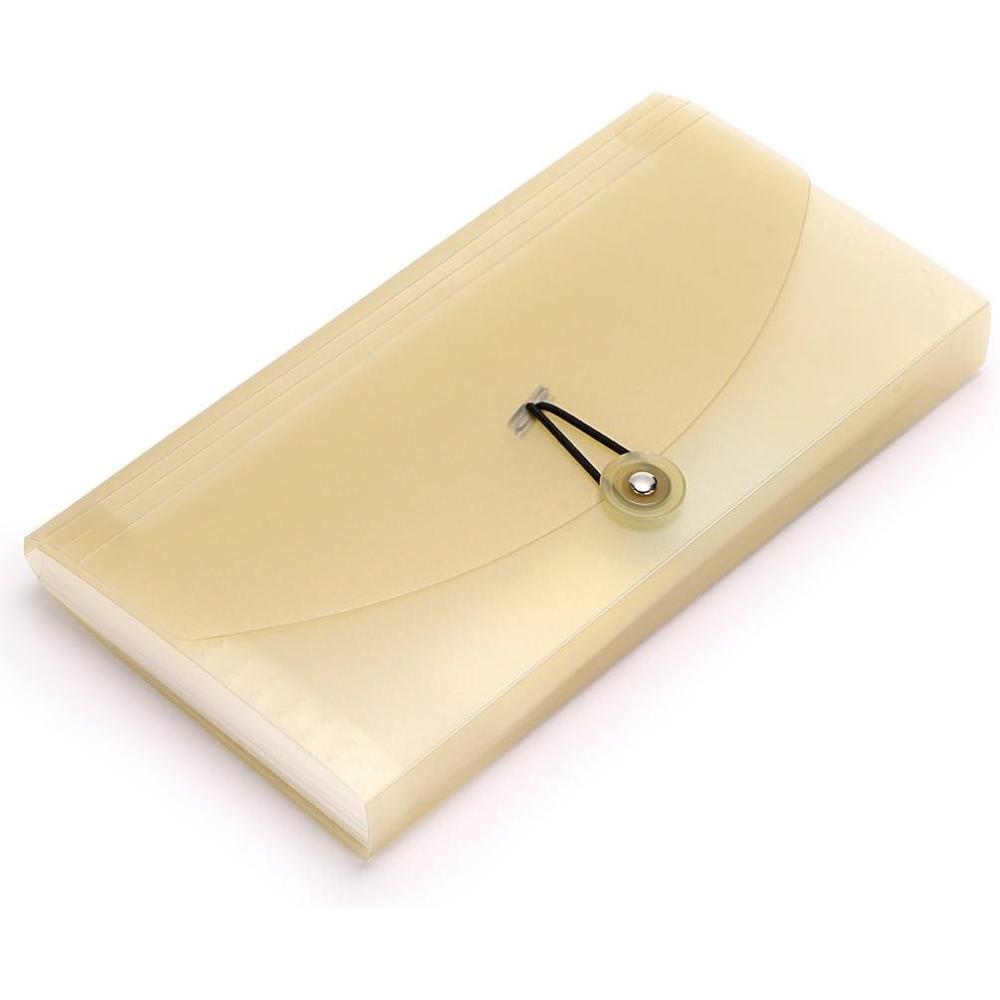 imageBTSKY Expanding File Folder  13 Pockets Small Accordion File Folder Expandable Card Ticket Holder Plastic Business Document Organizer Khaki TranslucentKhaki Translucent