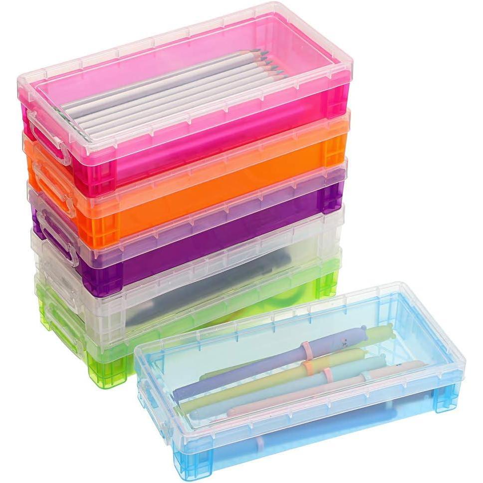 imageBTSKY Large Capacity Pencil Box Office Supplies Storage Organizer Box Brush Painting Pencils Storage Box Watercolor Pen Container Drawing Tools ColorfulColorful