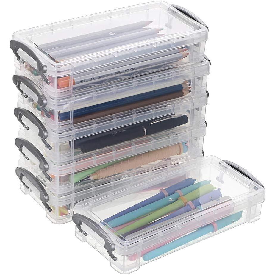 imageBTSKY Large Capacity Pencil Box Office Supplies Storage Organizer Box Brush Painting Pencils Storage Box Watercolor Pen Container Drawing Tools ColorfulClear
