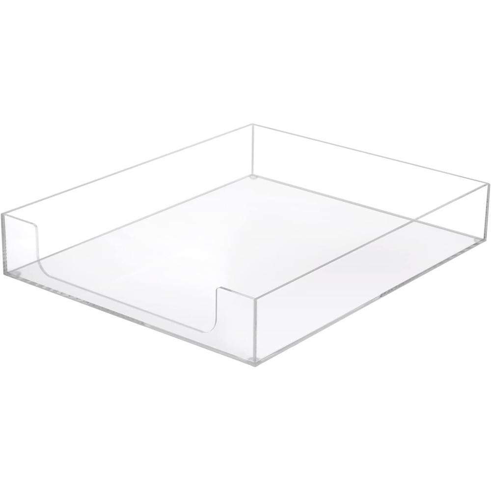 imageBTSKY Multipurpose A4 File Tray Clear Acrylic Desk Tray Organizer Elegant Letter Size Desk Documents Trays Magazine Files Storage Basket Organizer Bin for Office Cosmetics Bathroom
