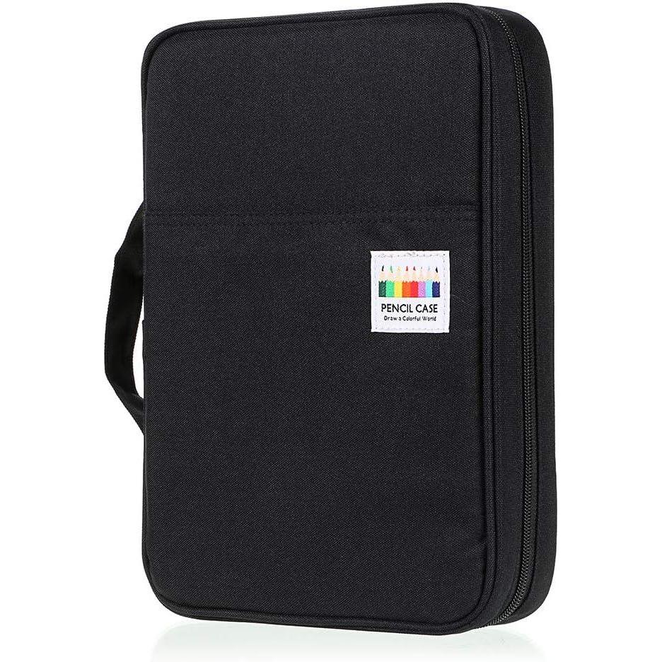 imageBTSKY Portable Colored Pencil Case  Colored Pencil Organizer Holds 166 Pencils or 112 Gel Pens Large Capacity Zippered Pencil Holder Gel pensBlack