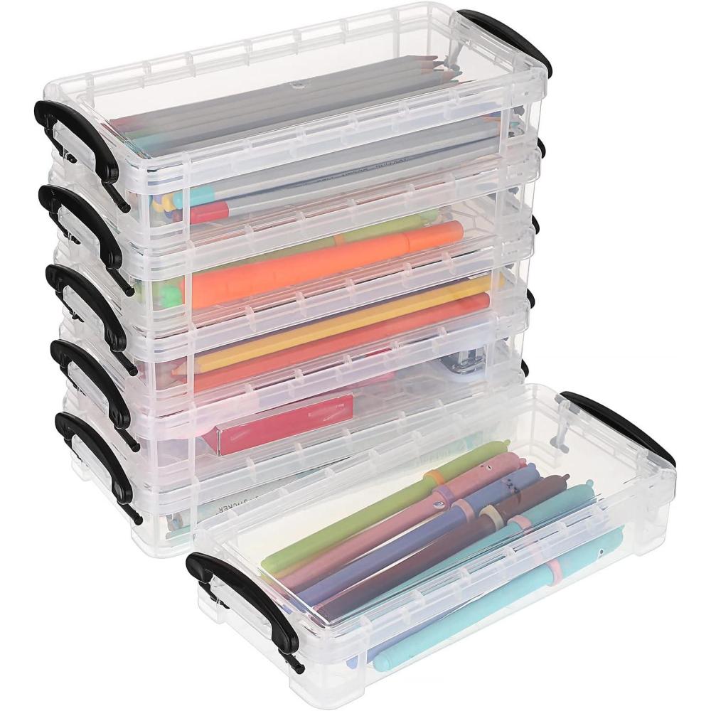 imageBTSKY Set of 6 Large Capacity Pencil Box Office Supplies Storage Organizer Brush Painting Pencils Container for Watercolor Pens and Drawing Tools BlackBlack