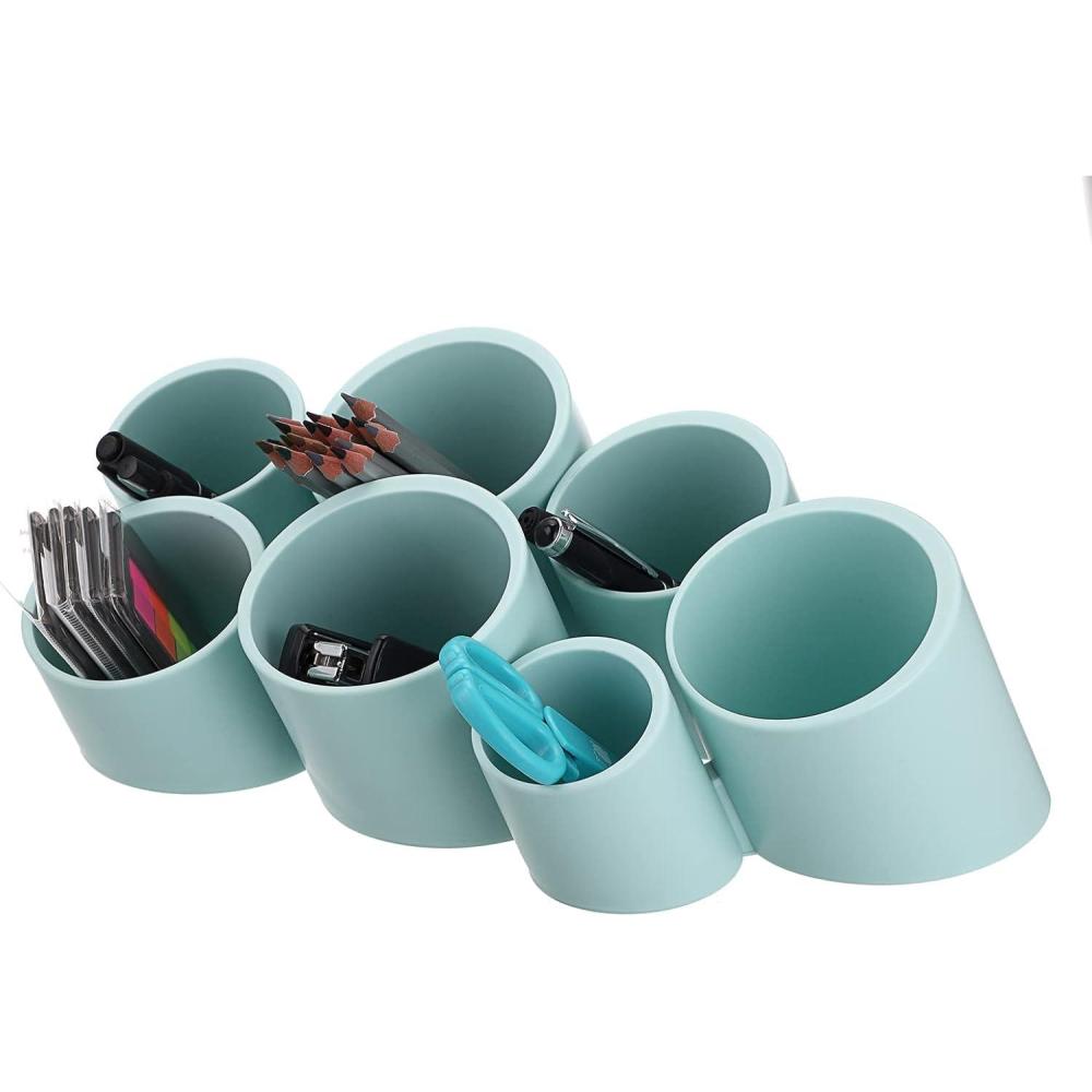 imageBTSKY Tilting Cylinder Creative Pen Holder Pen Container Brush Pot Combination Desktop Storage Organizer Desk Decoration Creative Cylinder Hanging Planter Holder Multifunctional WallMounted Hanging Shelves BlueBlue