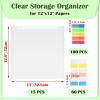 BTSKY 15PCS 12×12 Scrapbook Paper Storage Organizer Top Loading Plastic Paper Storage Clear Craft Organizers and Storage Holder with 160 PCS Sticky Index Tabs for Scrapbook Vinyl Paper Cardstock etc.