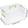 BTSKY 2 Layer Stack & Carry Box, Plastic Multipurpose Portable Storage Container Box Handled Organizer Storage Box for Organizing Stationery, Sewing, Art Craft, Jewelry and Beauty Supplies(Purple)(Green)