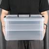 BTSKY 2 Layer Stack & Carry Box, Plastic Multipurpose Portable Storage Container Box Handled Organizer Storage Box for Organizing Stationery, Sewing, Art Craft, Jewelry and Beauty Supplies(Purple)(Black)