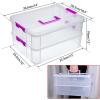 BTSKY 2 Layer Stack & Carry Box, Plastic Multipurpose Portable Storage Container Box Handled Organizer Storage Box for Organizing Stationery, Sewing, Art Craft, Jewelry and Beauty Supplies(Purple)(Purple)