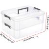 BTSKY 2 Layer Stack & Carry Box, Plastic Multipurpose Portable Storage Container Box Handled Organizer Storage Box for Organizing Stationery, Sewing, Art Craft, Jewelry and Beauty Supplies(Purple)(Dark Grey)