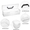BTSKY 2 PCS Extra Long Plastic Pencil Box Portable Clear Home Utility Boxes with Black Handle Stationery Storage Organizer Painting Tool Storage Container for Pencils Marker Sticky-Note Craft Supplies