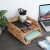 BTSKY 2 Tier Water Hyacinth Letter File Storage Basket, Woven Paper Organizer A4 File Tray Magazine Holder Woven Basket for Desk Document Office Paper Organizer and Storage(Vertical)
