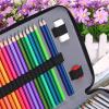 BTSKY 200 Slots Colored Pencil Organizer – Deluxe PU Leather Pencil Case Holder With Removal Handle Strap Pencil Box Large for Colored Pencils Watercolor Pencils White Marble(Black)