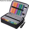 BTSKY 200 Slots Colored Pencil Organizer – Deluxe PU Leather Pencil Case Holder With Removal Handle Strap Pencil Box Large for Colored Pencils Watercolor Pencils White Marble(Black)