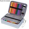 BTSKY 200 Slots Colored Pencil Organizer – Deluxe PU Leather Pencil Case Holder With Removal Handle Strap Pencil Box Large for Colored Pencils Watercolor Pencils White Marble(Grey)