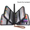BTSKY 200 Slots Colored Pencil Organizer – Deluxe PU Leather Pencil Case Holder With Removal Handle Strap Pencil Box Large for Colored Pencils Watercolor Pencils White Marble(Brown)