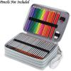 BTSKY 200 Slots Colored Pencil Organizer – Deluxe PU Leather Pencil Case Holder With Removal Handle Strap Pencil Box Large for Colored Pencils Watercolor Pencils White Marble(White Marble)