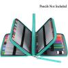 BTSKY 200 Slots Colored Pencil Organizer – Deluxe PU Leather Pencil Case Holder With Removal Handle Strap Pencil Box Large for Colored Pencils Watercolor Pencils White Marble(Green)