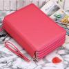 BTSKY 200 Slots Colored Pencil Organizer – Deluxe PU Leather Pencil Case Holder With Removal Handle Strap Pencil Box Large for Colored Pencils Watercolor Pencils White Marble(Pink)