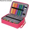BTSKY 200 Slots Colored Pencil Organizer – Deluxe PU Leather Pencil Case Holder With Removal Handle Strap Pencil Box Large for Colored Pencils Watercolor Pencils White Marble(Pink)