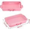 BTSKY 2PCS 15 Inch Plastic Sand Tray with Handle & Clear Lid, Portable Sensory Bin Sand Box with Bright Color, Plastic Sandbox Toy Storage Box for Indoor Outdoor Sensory Activities Play (Pink)(Pink)