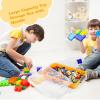 BTSKY 2PCS 15 Inch Plastic Sand Tray with Handle & Clear Lid, Portable Sensory Bin Sand Box with Bright Color, Plastic Sandbox Toy Storage Box for Indoor Outdoor Sensory Activities Play (Pink)(Yellow)