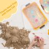 BTSKY 2PCS 15 Inch Plastic Sand Tray with Handle & Clear Lid, Portable Sensory Bin Sand Box with Bright Color, Plastic Sandbox Toy Storage Box for Indoor Outdoor Sensory Activities Play (Pink)(Yellow)