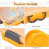 BTSKY 2PCS 15 Inch Plastic Sand Tray with Handle & Clear Lid, Portable Sensory Bin Sand Box with Bright Color, Plastic Sandbox Toy Storage Box for Indoor Outdoor Sensory Activities Play (Pink)(Yellow)