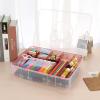 BTSKY 2-Tier Cute Bear Storage Box with Removable Divided Tray Portable Clear Plastic Art Craft Supply Organizer Stackable Home Office Supplies Storage Container for Pens Notes A4 papers etc (Clear)(Pink)