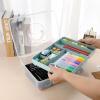BTSKY 2-Tier Cute Bear Storage Box with Removable Divided Tray Portable Clear Plastic Art Craft Supply Organizer Stackable Home Office Supplies Storage Container for Pens Notes A4 papers etc (Clear)(Blue)