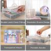 BTSKY 2-Tier Cute Bear Storage Box with Removable Divided Tray Portable Clear Plastic Art Craft Supply Organizer Stackable Home Office Supplies Storage Container for Pens Notes A4 papers etc (Clear)(Coffee)