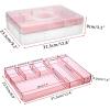 BTSKY 2-Tier Cute Bear Storage Box with Removable Divided Tray Portable Clear Plastic Art Craft Supply Organizer Stackable Home Office Supplies Storage Container for Pens Notes A4 papers etc (Clear)(Pink)