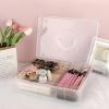 BTSKY 2-Tier Cute Bear Storage Box with Removable Divided Tray Portable Clear Plastic Art Craft Supply Organizer Stackable Home Office Supplies Storage Container for Pens Notes A4 papers etc (Clear)(Coffee)